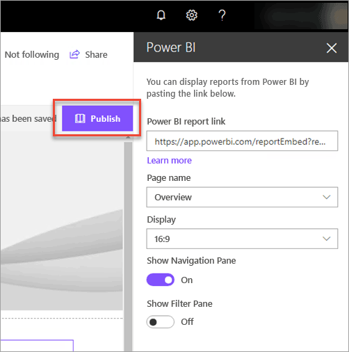 Screenshot del collegamento al report di Power BI che mostra l'opzione Pubblica selezionata.