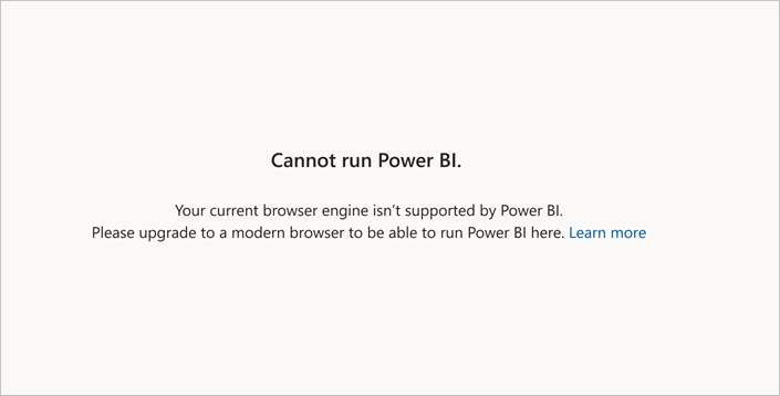 Screenshot del messaggio di errore Non è possibile eseguire il componente aggiuntivo Power BI.