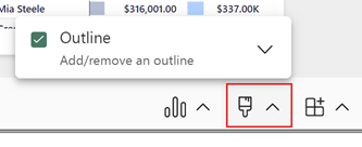 Screenshot del menu delle opzioni di stile del componente aggiuntivo Power BI per PowerPoint.