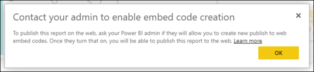 Screenshot di Contattare l'amministratore di Power BI.