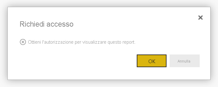Screenshot del messaggio Richiedi accesso.