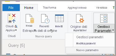 Screenshot che mostra il menu della barra multifunzione.