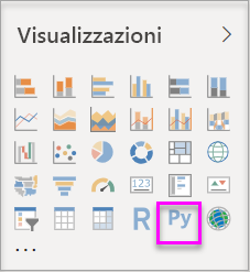 Screenshot che mostra l'opzione Python in Visualizzazioni.