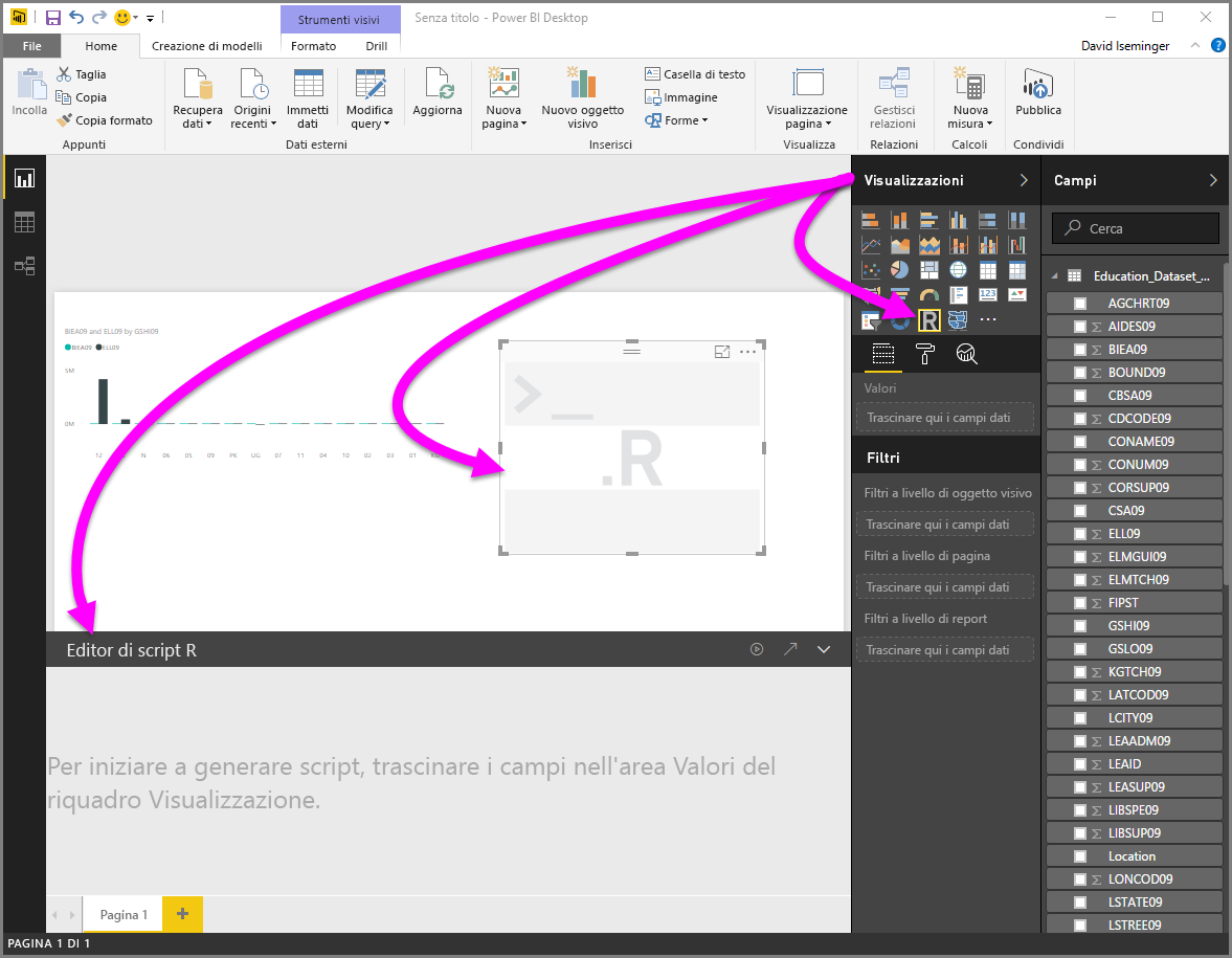 Screenshot of the Visualization pane, showing a blank R visual.