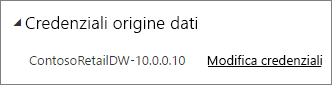 Screenshot della finestra di dialogo Credenziali origine dati del servizio Power BI.