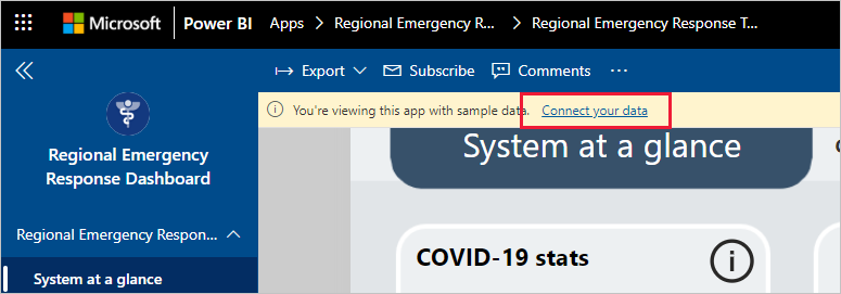 Collegamento Connettere i dati per l'app Regional Emergency Response Dashboard