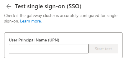 Screenshot del campo UPN nel test SSO.