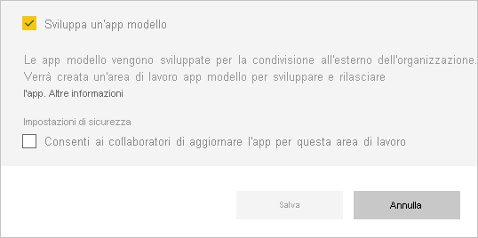 Screenshot che mostra Sviluppa un'app modello.