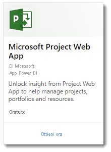 Screenshot mostra l'app Web di Microsoft Project.