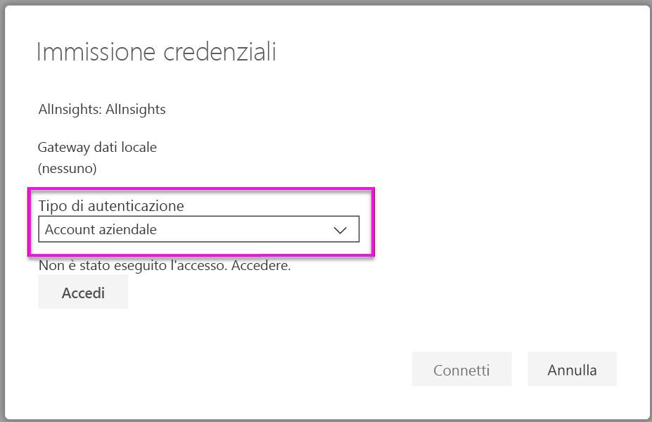 Screenshot shows the Enter credentials dialog box where you can specify Organizational account.