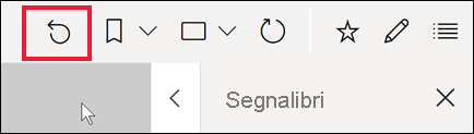 Screenshot che mostra l'icona di ripristino sulla barra delle azioni.