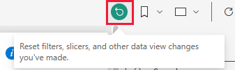 Screenshot dell'icona di reimpostazione nell'area di disegno report.