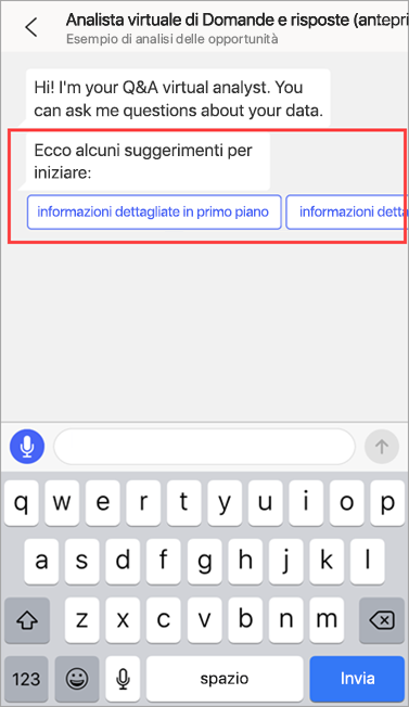 Suggerimenti dell'analista virtuale Domande e risposte