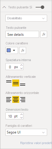 Screenshot che mostra un testo del pulsante disabilitato formattato.