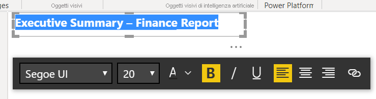 Screenshot della formattazione del titolo.