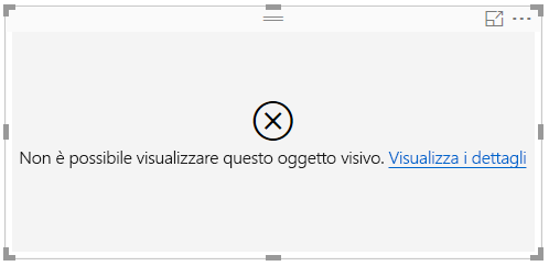 Screenshot del messaggio di errore visualizzato nell'area di disegno.