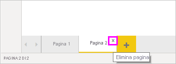 Screenshot che evidenzia la x nella scheda della pagina.