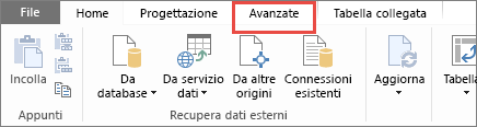 Scheda Avanzate di PowerPivot