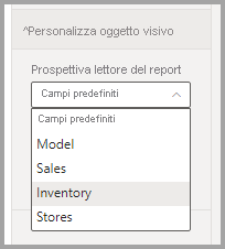 Screenshot che mostra la freccia a discesa per visualizzare altre prospettive.