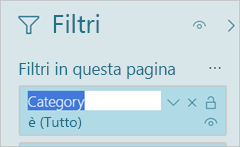 Screenshot del riquadro Filtri, che evidenzia il titolo del filtro.