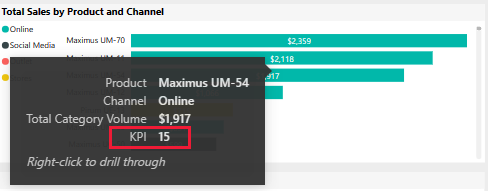 Screenshot che mostra la descrizione comando, modificata, visualizzata passando il puntatore del mouse su una delle visualizzazioni.