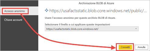 Screenshot che mostra come selezionare Anonimo.