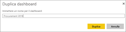 Screenshot della finestra di dialogo Duplica dashboard.