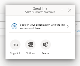 Screenshot di Condividere un collegamento a una scorecard.