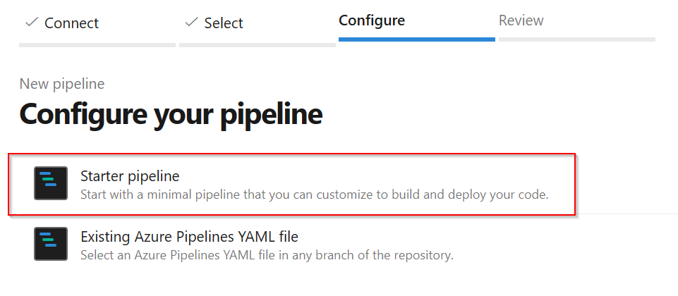 Screenshot che mostra l'icona della pipeline di avvio selezionata.