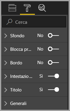 Screenshot delle opzioni di formattazione generali e visive nel riquadro di formattazione.