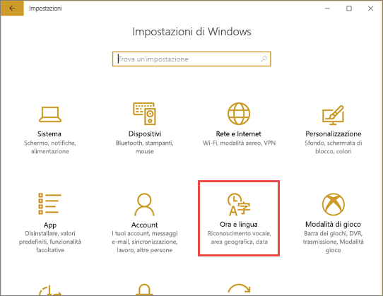 Screenshot di Power BI Desktop che mostra la finestra di dialogo Impostazioni di Windows.