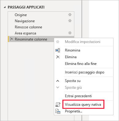 Screenshot di Power BI Desktop che mostra l'opzione 
