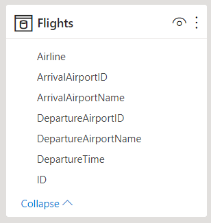 Screenshot che mostra una tabella denominata Voli. Le colonne della tabella Aeroporti vengono aggiunte alla tabella Voli.