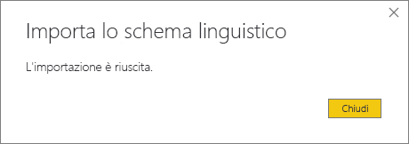 Screenshot della finestra di dialogo di importazione completata.