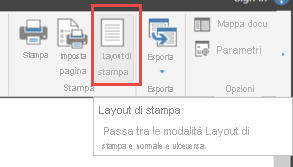 Screenshot della selezione di Layout di stampa.