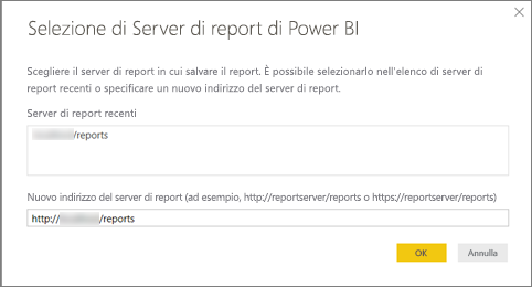 Selezione del server di report