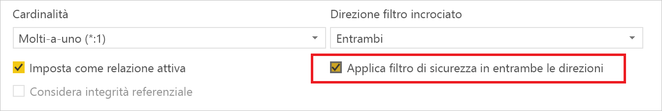 Applica filtro di sicurezza