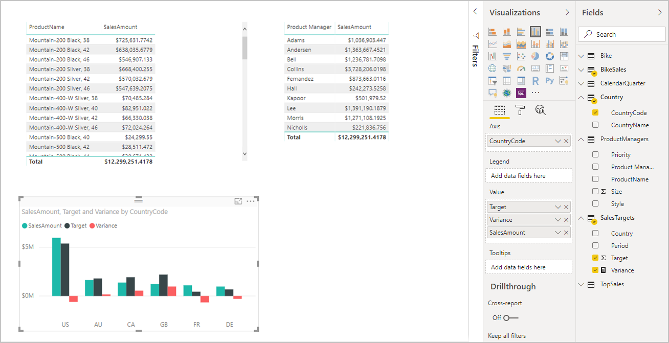 Screenshot della visualizzazione Report con altri dati.