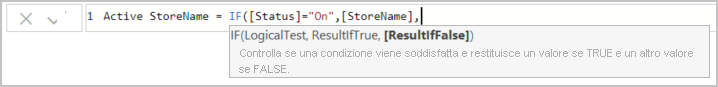 Screenshot della colonna StoreName aggiunta alla formula.