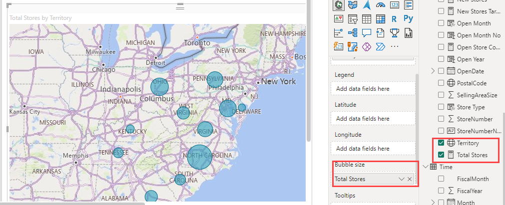 Screenshot che mostra un grafico mappa.