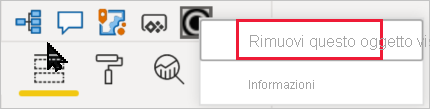 Screenshot dell'opzione per rimuovere dall'alto una visualizzazione dal riquadro di visualizzazione.
