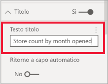 Screenshot del riquadro Formato con il testo del titolo immesso.