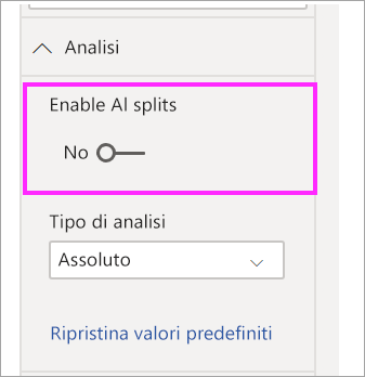 Disabilitazione della suddivisione di intelligenza artificiale dell'albero di scomposizione.