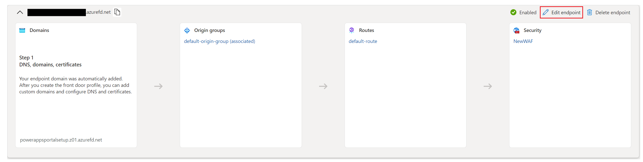 Selezionare Modifica endpoint.