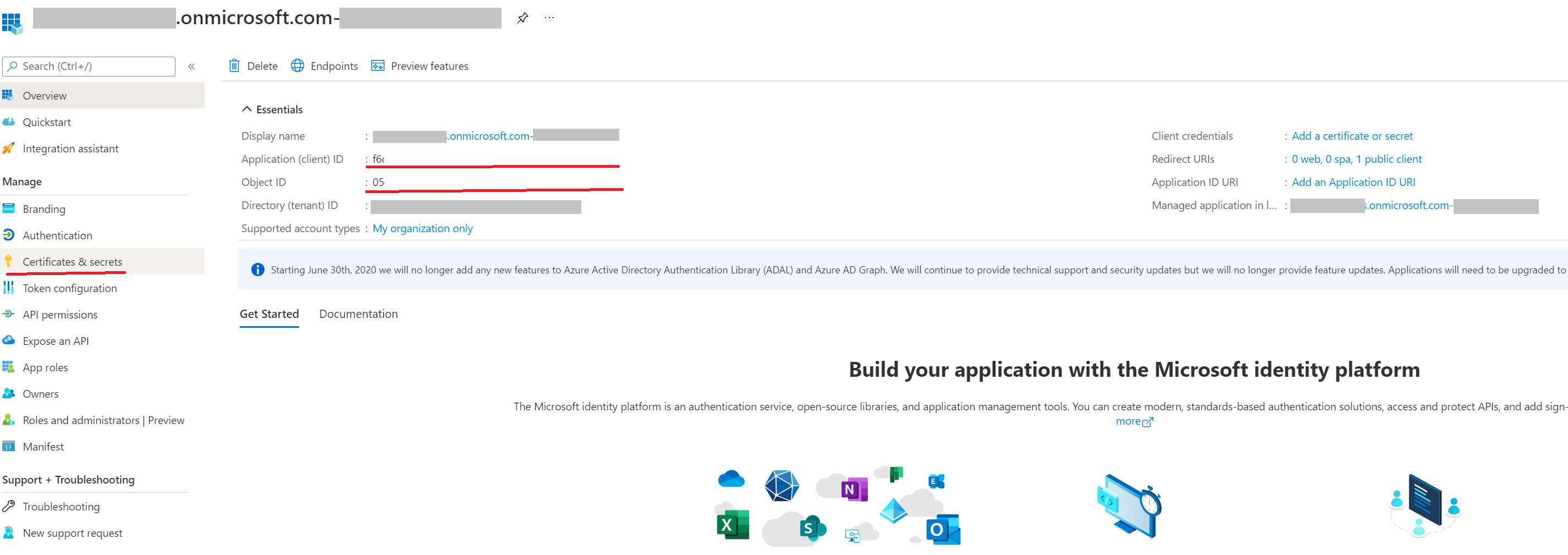 Registrazione dell'applicazione