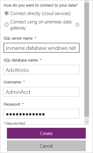 Connettersi al database Adventure Works in Azure.