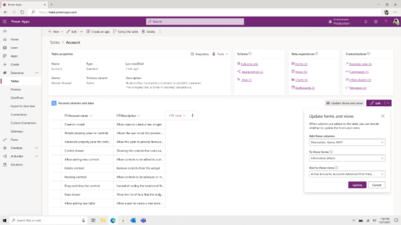 Aggiungi automaticamente la colonna nell'hub delle tabelle