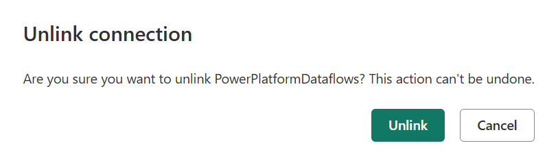 Screenshot della richiesta che chiede di confermare l'azione di scollegamento.
