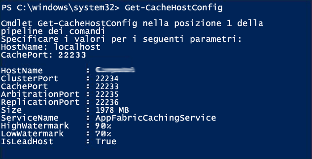 Comando Get-CacheHostConfig