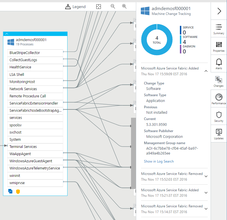 Screenshot che mostra il riquadro Rilevamento modifiche computer.